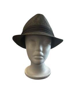 The Hatter Company Straw Tweed Fedora Hat in Dark Grey